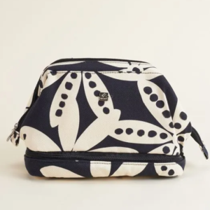 NECESSAIRE GRANDE ESTAMPA FLORAL PRETO E BRANCO