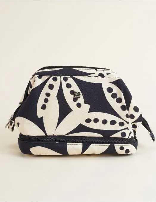 NECESSAIRE GRANDE ESTAMPA FLORAL PRETO E BRANCO