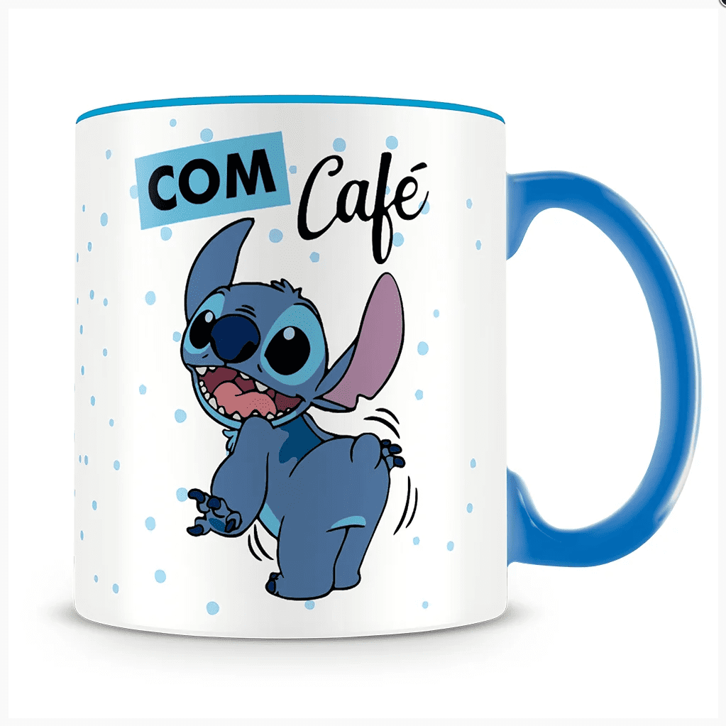 Caneca Estampada Stitch Com Café